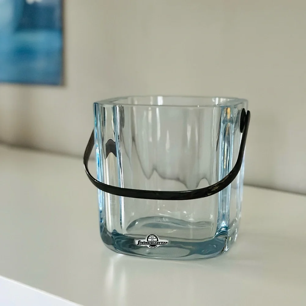 Vintage midcentury Swedish glass ice bucket